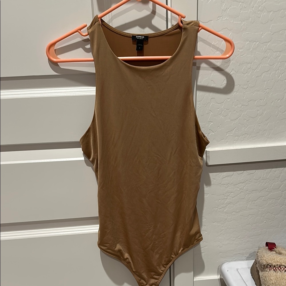 Express Nude Brown Sleeveless Bodysuit